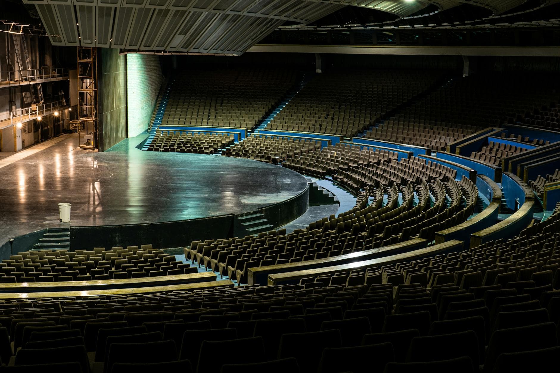 Empty arena with architectural curved seating